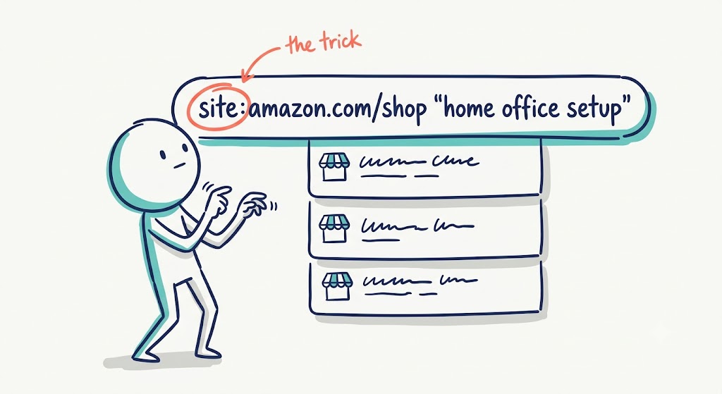 Google site-search operator returning Amazon influencer storefronts by niche