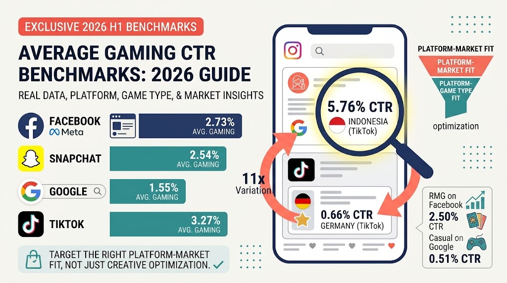Average CTR for Gaming in 2026: Real Benchmarks by Platform, Game Type, and Market